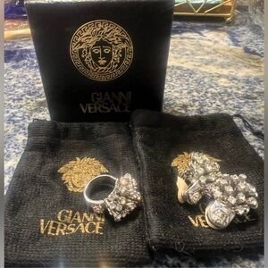 Gianni Versace Very Rare Vintage Swarovski Crystal ring and earrings set in EUC
